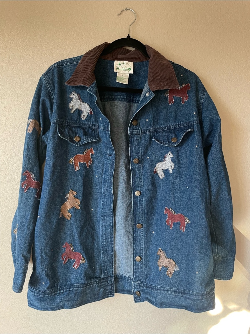 The Quacker Factory Denim Jacket with Embroidered Beaded Horses - Picture 1 of 10